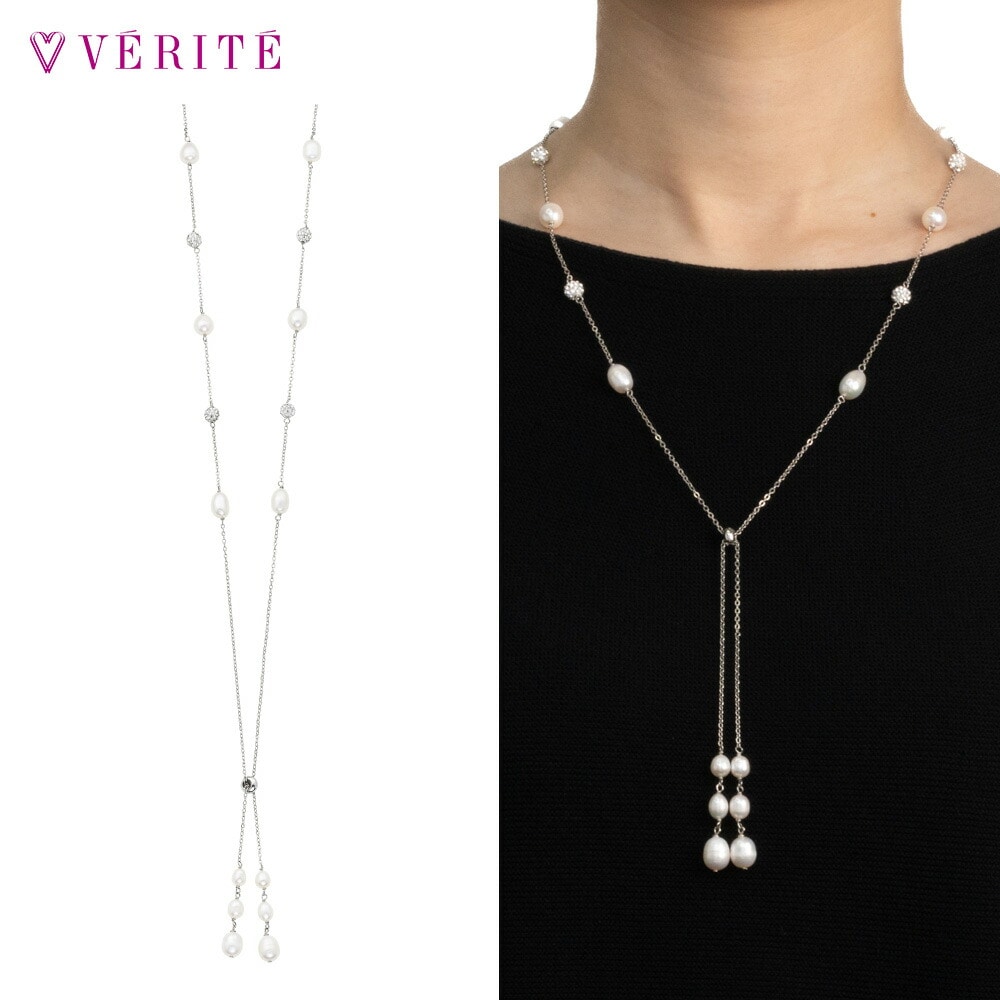 淡水パール パヴェボール ラリエット ネックレス 131408120239