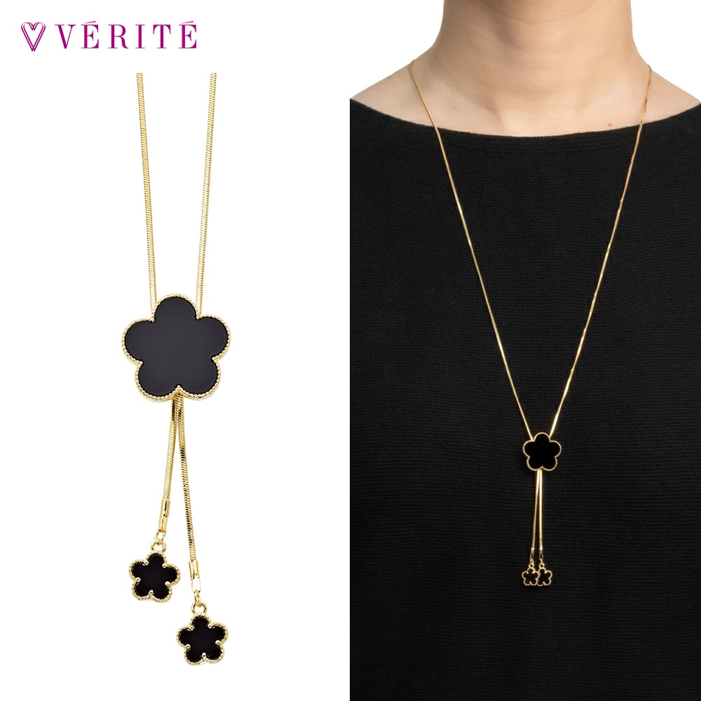 フラワーラリエット ネックレス (ブラック) 131708120476