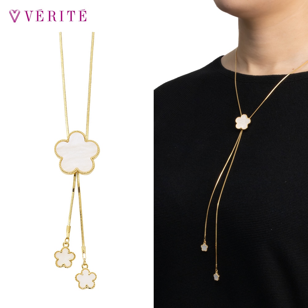 フラワーラリエット ネックレス (ホワイト) 131708120512