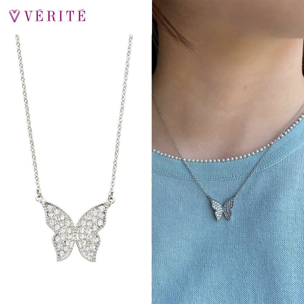 チョウチョパヴェ ネックレス(ホワイトゴールドカラー) 132408120251