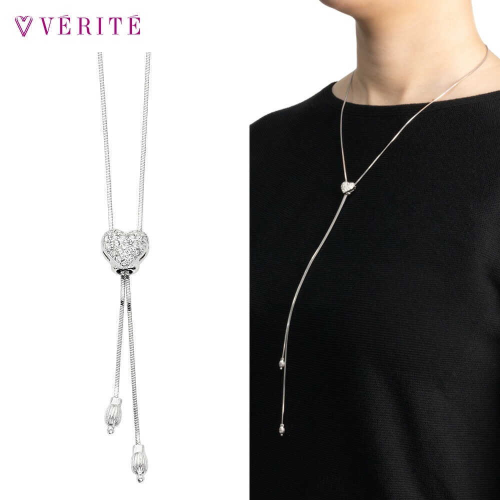 パヴェハートラリエット ネックレス (シルバーカラー) 132408120381