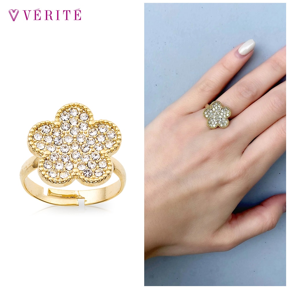 フラワー パヴェデザイン リング （ゴールドカラー） 131708120312