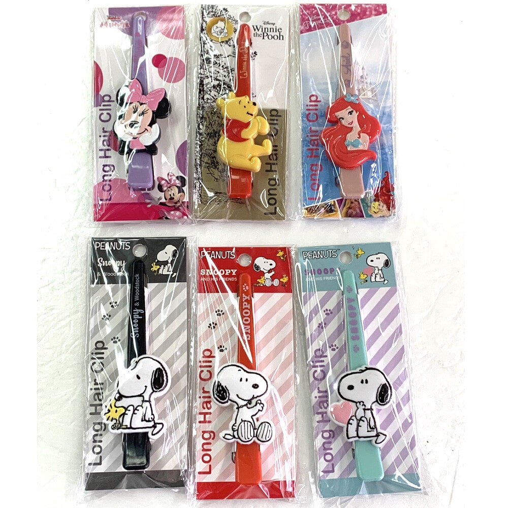 ヘアクリップ ロングヘアー スヌーピー ディズニー ヘアークリップ かわいい おしゃれ キッズ キャラクター ミニー プーさん アリエル