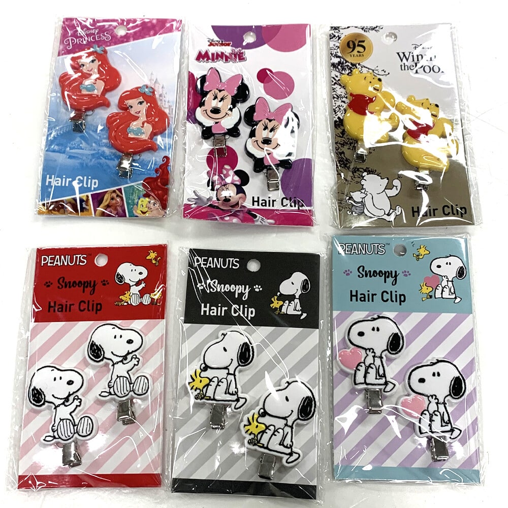 ヘアクリップ 前髪 スヌーピー ディズニー ヘアークリップ かわいい おしゃれ ミニ キッズ 小さめ 前髪クリップ 前髪ヘアクリップ キャラクター ミニー プーさん アリエル