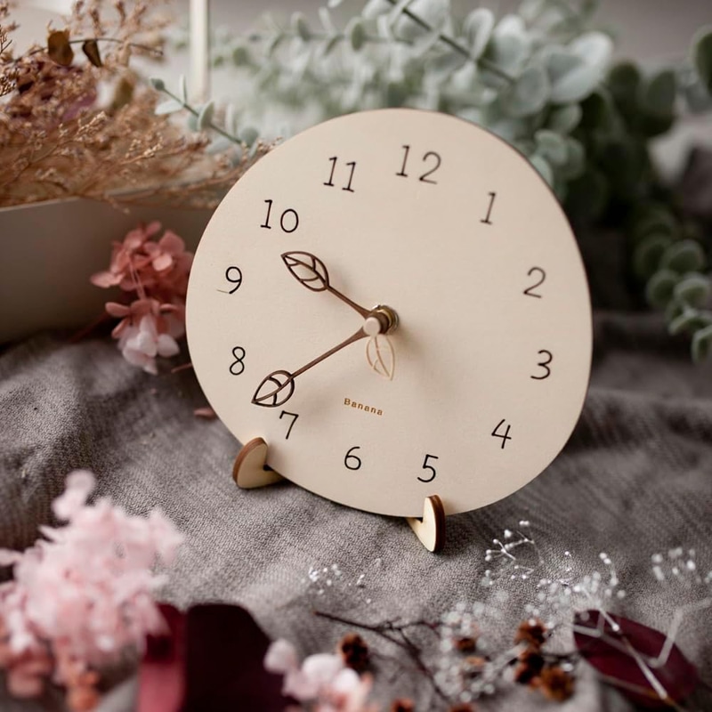 バナナ工房 ミニモングルぺブル ナチュラル ウッド 無音 時計 スタンド付き 置時計 置き時計 掛け時計 おしゃれ プレゼント ギフト グッズ 軽量 木目 時計 寝室 リビング 北欧 女性 男性 雑貨 誕生日 誕生日プレゼント クリスマス クリスマスプレゼント  クリスマスギフト