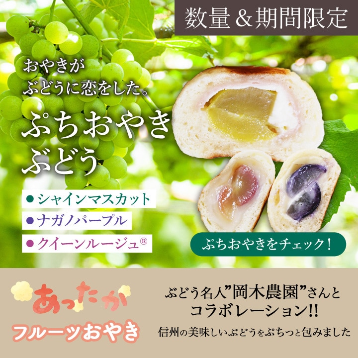 【旅サラダで紹介】\あったかフルーツおやき/3種のぶどうぷちおやき 3個セット シャインマスカット ナガノパープル クイーンルージュ フルーツ