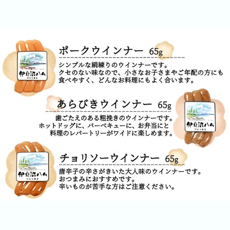 【宮城】伊豆沼ハム 3種のウインナーとミートケーゼ・リングフランクのギフトセット(粒入りマスタード付き)