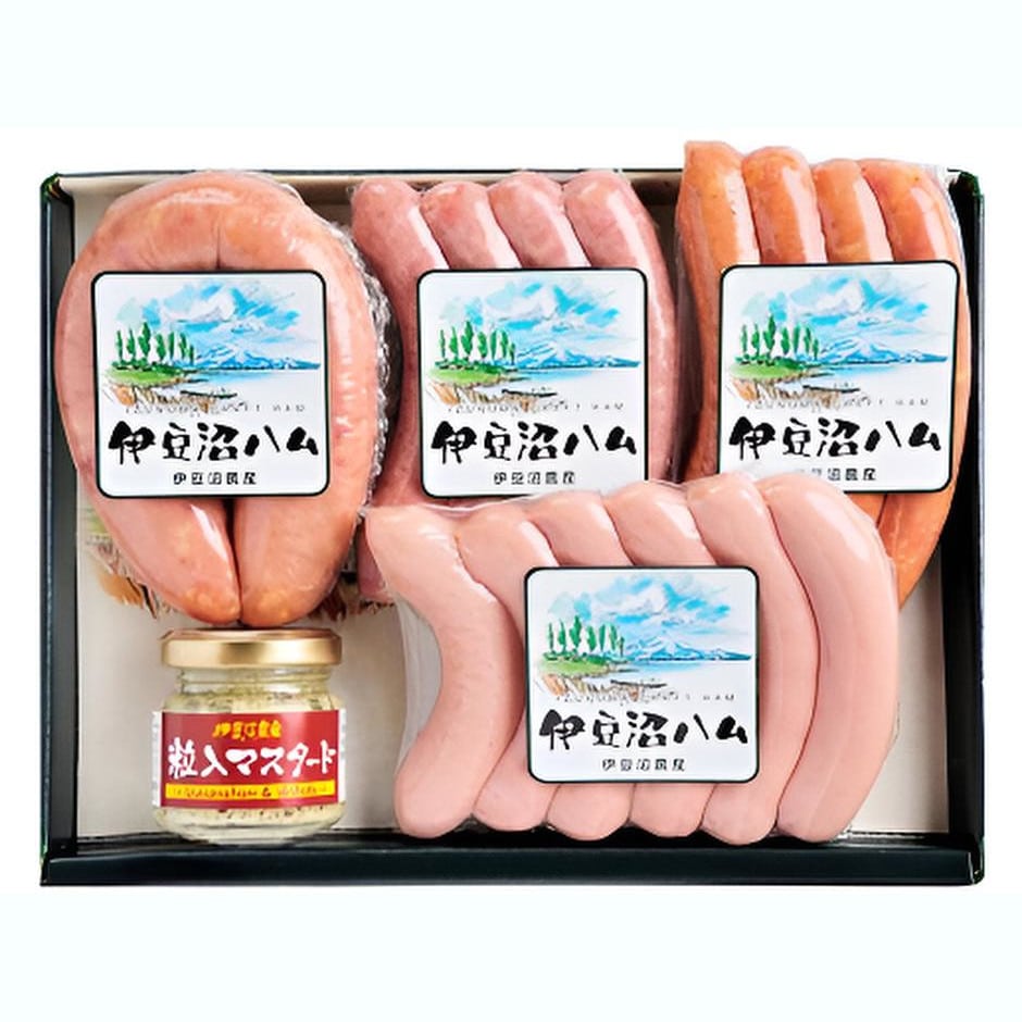 【宮城】伊豆沼ハム 4種のソーセージ ギフトセット(粒入りマスタード付き)