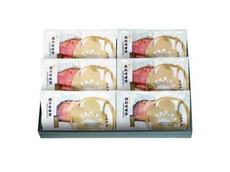 【新潟】ご贈答でも喜ばれる 焼き上げ味くらべ 6点詰合せ BE5(焼き上げ越乃甘粕漬さけ×2 ・銀だら×1、焼き上げ復刻味噌漬さけ×2・銀だら×1)