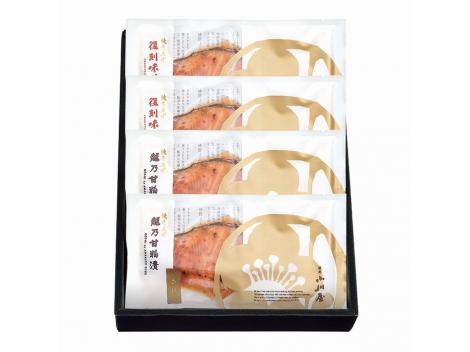 【新潟】ご贈答でも喜ばれる 焼き上げ味くらべ 4点詰合せ BC3(焼き上げ越乃甘粕漬さけ×2袋、焼き上げ復刻味噌漬さけ×2袋)