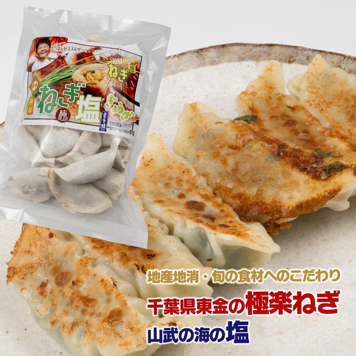 【千葉】道の駅みのりの郷東金　東金市産ブランドわけねぎ使用!「東金極楽ねぎ塩ぎょうざ」20個入り3袋