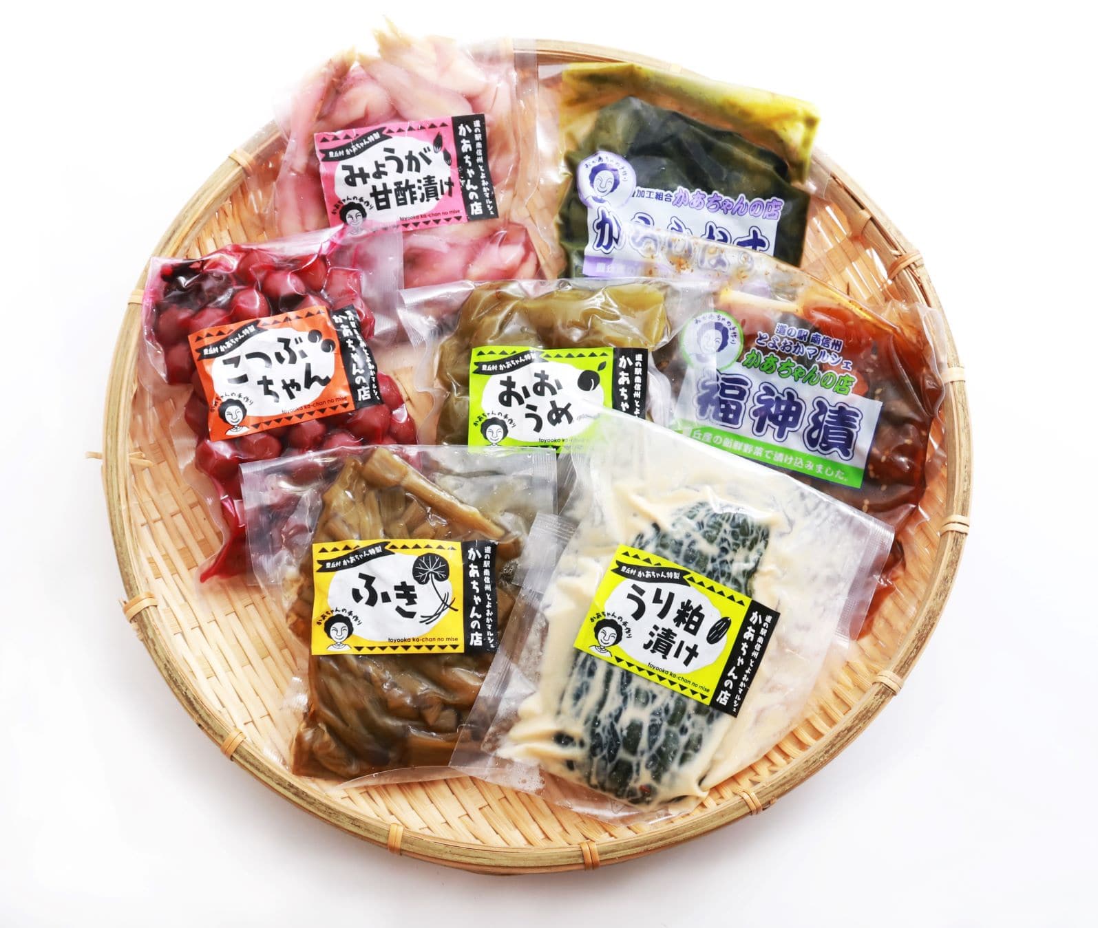 【長野】道の駅 南信州とよおかマルシェ限定 かあちゃん特製漬物7点セット(贈答用にもオススメ!「とよマルかあちゃんギフト4」)