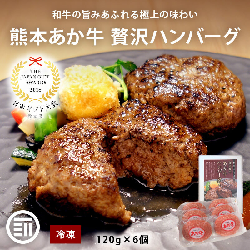 肉工房三協 熊本 あか牛ハンバーグ 120gx6個 冷凍 日本ギフト大賞 くまもと あか牛 グルメ お取り寄せグルメ ハンバーグ ギフト 和牛 熊本和牛 個包装 前田家 MAEDAYA