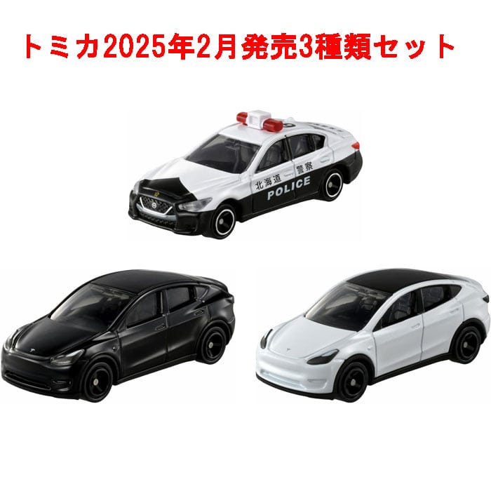 トミカ 3点セット (No.28 テスラ モデル Y 初回版&通常版 + No.33 日産 スカイライン パトロールカー)