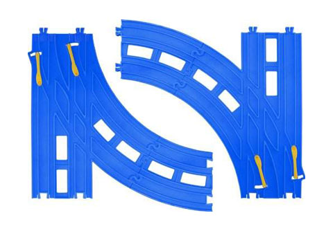 プラレール R-28 複線ターンアウトレール(L・R各1セット入) 【レール部品 ポイント切り替えパーツ 線路 電車 鉄道玩具 タカラトミー】