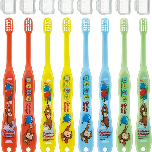 おさるのジョージ 乳児用 歯ブラシ8本セット (キャップ付属) TB4SE 【ゆうパケット(ポスト投函)でお届け】