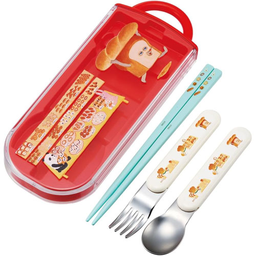 パンどろぼう 抗菌 食洗機対応 スライド式トリオセット (箸 フォーク スプーン ケース お名前シール付属) TACC2AG 【ゆうパケット(ポスト投函)でお届け】