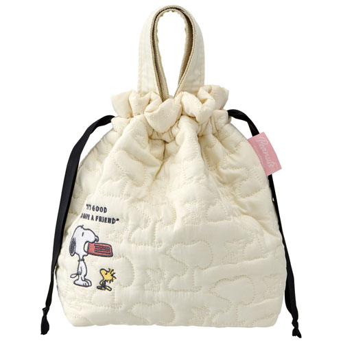スヌーピー (バッジ) キルト生地 保冷ランチ巾着袋 トードバッグ KBCL9