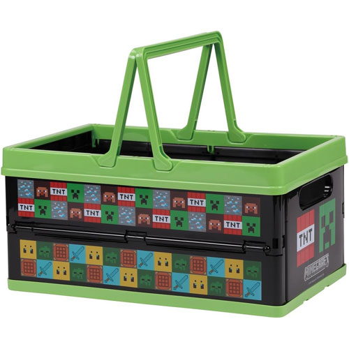 マインクラフト Minecraft ハンドル付き 折りたたみバスケット 収納ケース おもちゃ箱 BWOT13