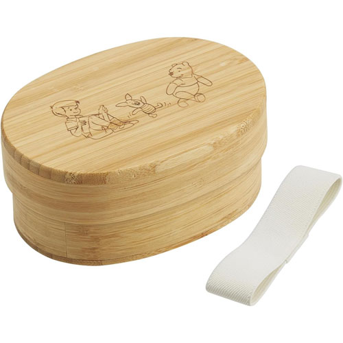 くまのプーさん 竹製ランチボックス 400ml お弁当箱 小判型 仕切り付 ランチベルト付 BWLB4