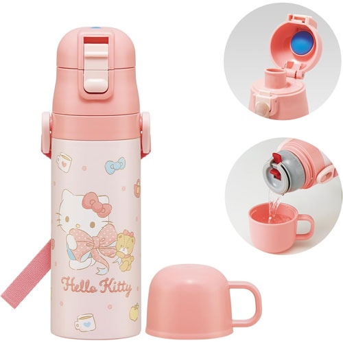 ハローキティ (ビッグリボン) 水筒 2WAYステンレス水筒 コップ付き 430ml～470ml SKDC4