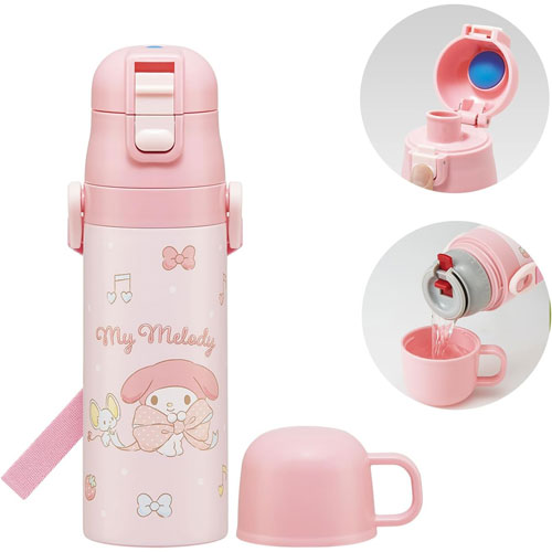 マイメロディ (ビッグリボン) 水筒 2WAYステンレス水筒 コップ付き 430ml~470ml SKDC4