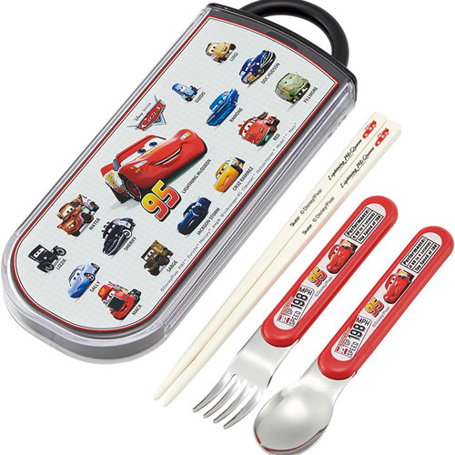 ディズニー カーズ 25 抗菌 食洗機対応 スライド式トリオセット (箸 フォーク スプーン ケース お名前シール付属) TACC2AG 【ゆうパケット(ポスト投函)でお届け】