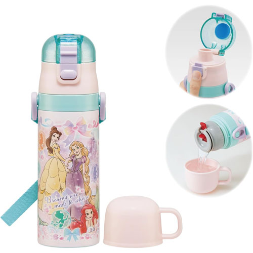 ディズニープリンセス 25 水筒 2WAYステンレス水筒 コップ付き 430ml～470ml SKDC4