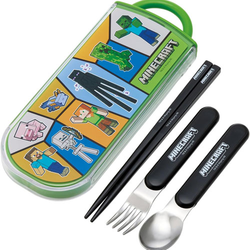 マインクラフト (Minecraft 25) 抗菌 食洗機対応 スライド式トリオセット (箸 フォーク スプーン ケース お名前シール付属) TACC2AG 【ゆうパケット(ポスト投函)でお届け】