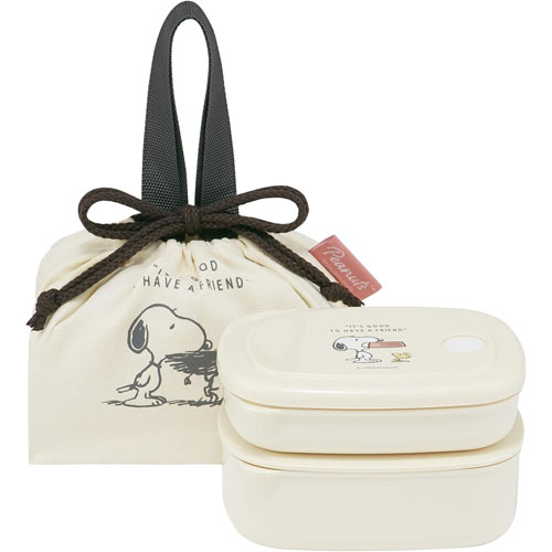 スヌーピー (バッジ) ランチ巾着袋付き お弁当箱セット 二段 KSLGD2