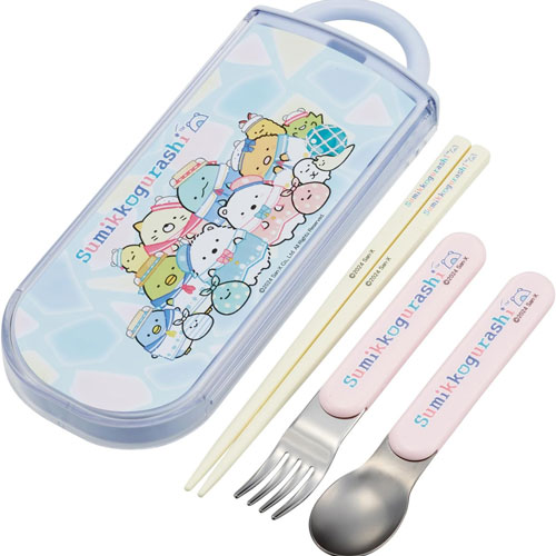 すみっコぐらし (しろくまのふるさと) 抗菌 食洗機対応 スライド式トリオセット (箸 フォーク スプーン ケース お名前シール付属) TACC2AG 【ゆうパケット(ポスト投函)でお届け】