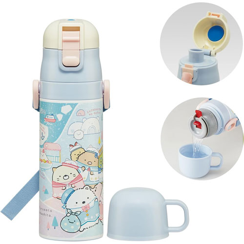すみっコぐらし (しろくまのふるさと) 水筒 2WAYステンレス水筒 コップ付き 430ml～470ml SKDC4