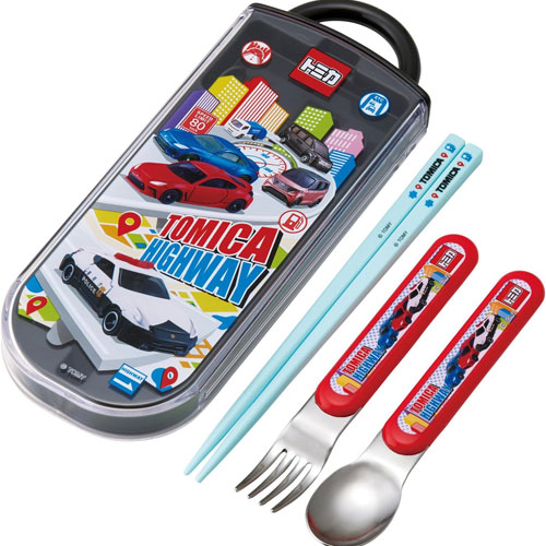 トミカ 25 抗菌 食洗機対応 スライド式トリオセット (箸 フォーク スプーン ケース お名前シール付属) TACC2AG 【ゆうパケット(ポスト投函)でお届け】