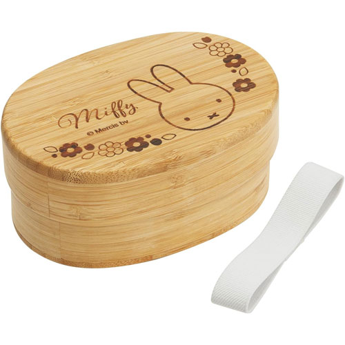 ミッフィー (miffy) 竹製ランチボックス 400ml お弁当箱 小判型 仕切り付 ランチベルト付 BWLB4