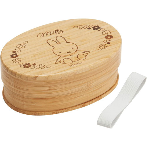 ミッフィー (miffy) 竹製ランチボックス 600ml お弁当箱 小判型 仕切り付 ランチベルト付 BWLB6