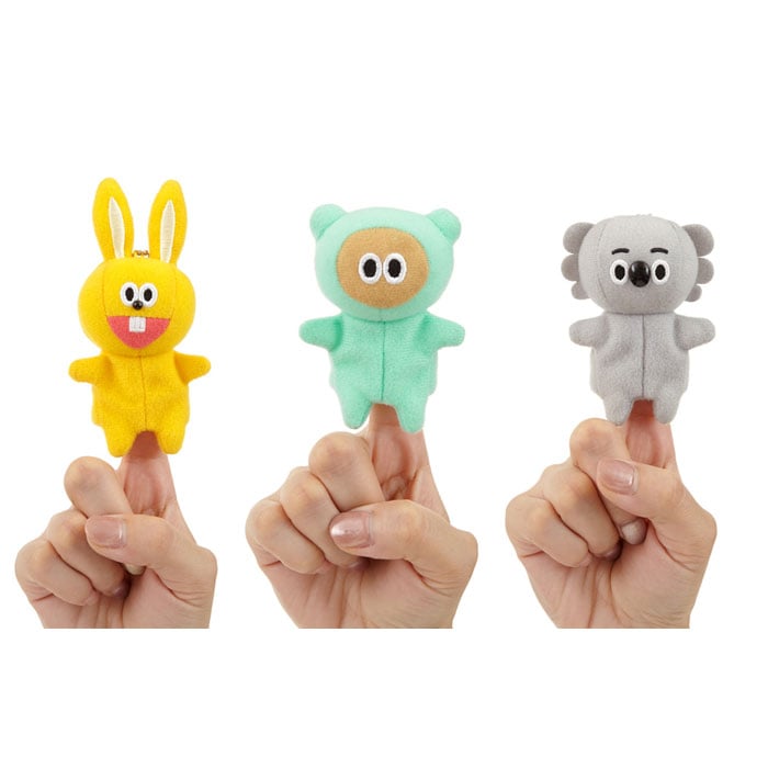 たぬきゅんフレンズ フィンガーパペット 3種類セット (たぬきゅん・ラビやん・コアラさん)