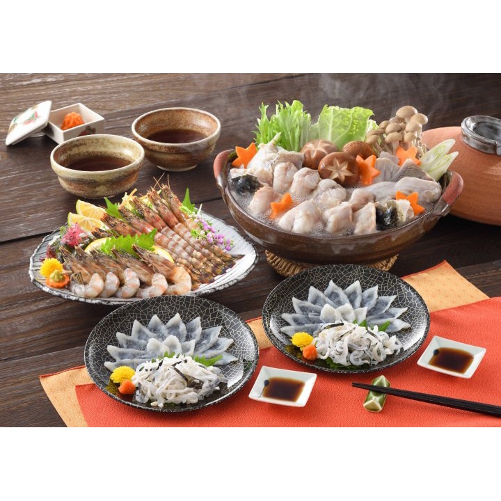 【FSC-E100F3Z】とらふく・車海老刺身とふくちりの福満喫セット 冷凍便【送料無料／同梱不可】／ふぐ お歳暮 お中元 ギフト 贈り物