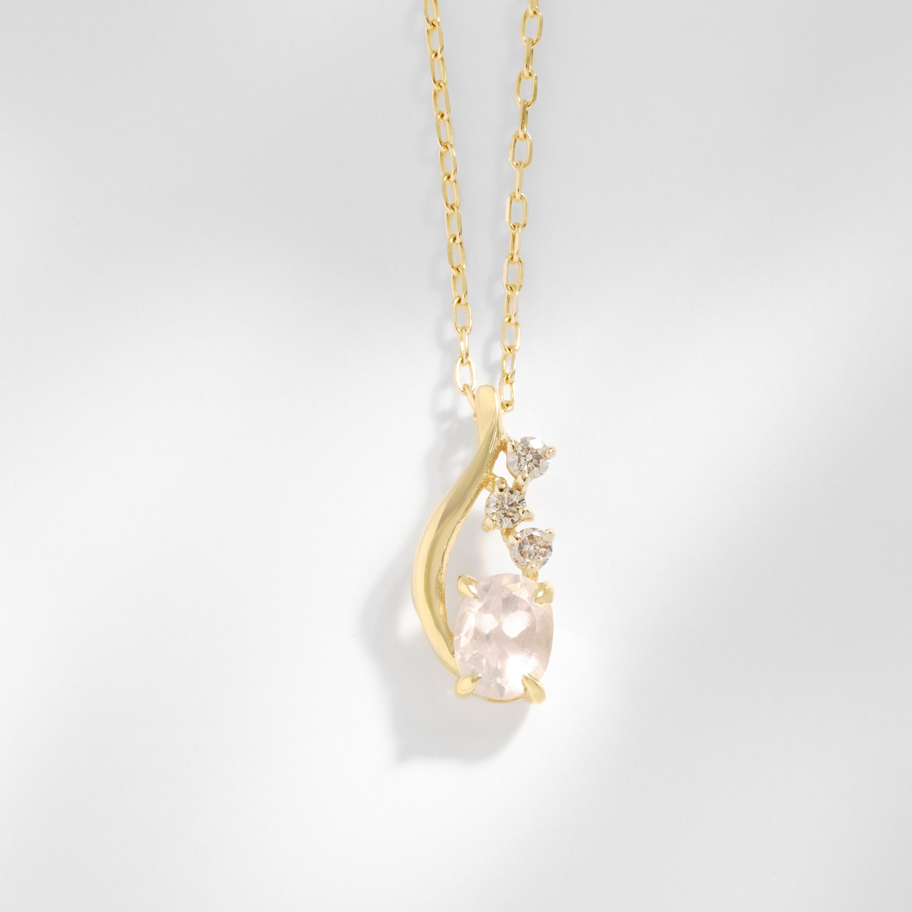 10金 ネックレス リング セットジュエリー ダイヤモンド0.03ct ローズクォーツ 63-8745 再入荷未定