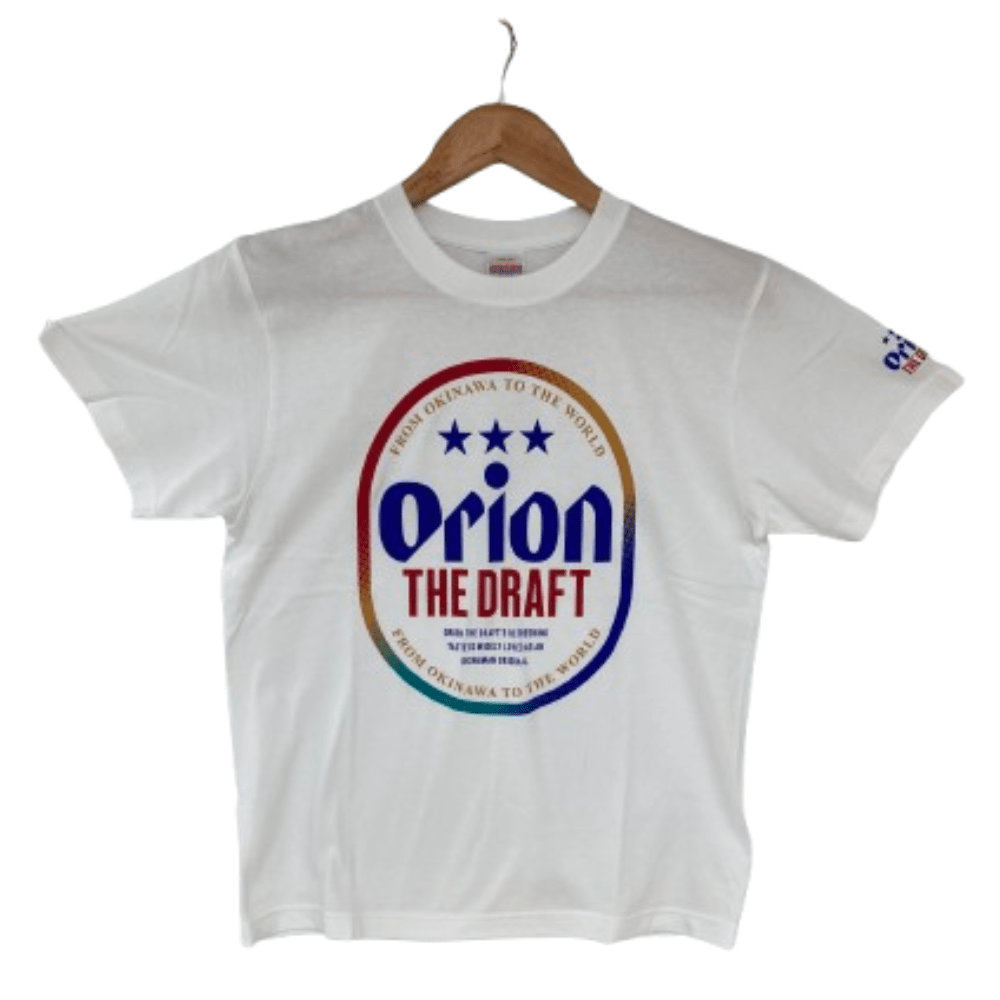 オリオンビールTシャツ ドラフトロゴ S 白 ORION BEER ドラフト缶 沖縄