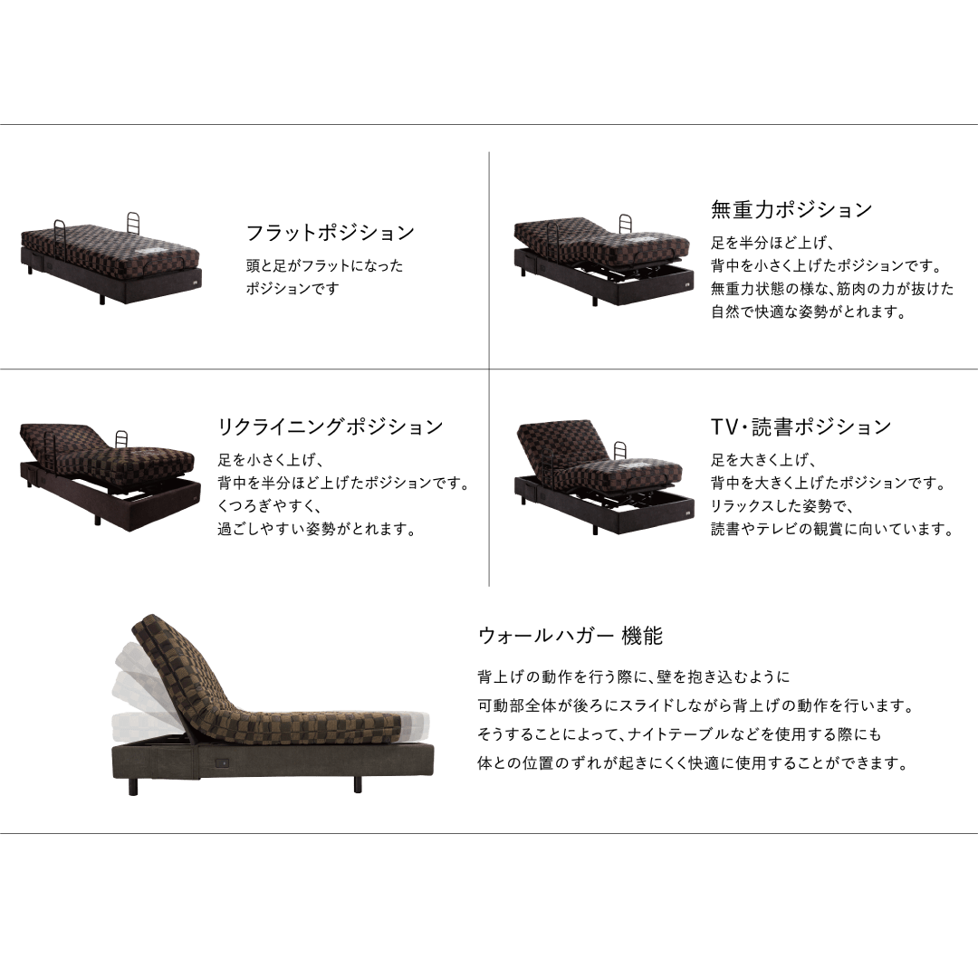 モーションパーフェクト660Z191 セミダブル(専用マットレス&テスリセット販売) W1220×D2006 BH335/260㎜