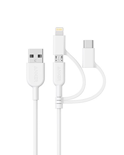 Anker Anker PowerLine II 3-in-1 ケーブル(ライトニング/USB-C/Micro USB端子)MFi認証 iPhone/Android 各種対応(0.9m ホワイト) A8436022