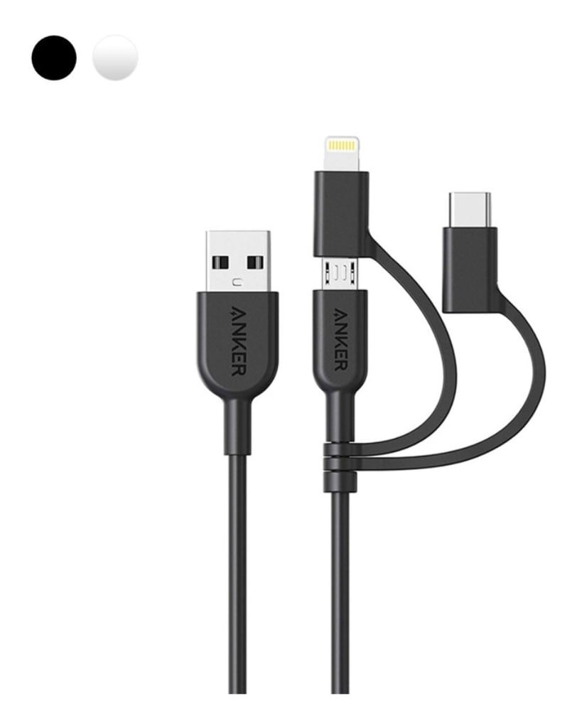 Anker Anker PowerLine II 3-in-1 ケーブル(ライトニング/USB-C/Micro USB端子)MFi認証 iPhone/Android 各種対応(0.9m ブラック) A8436012