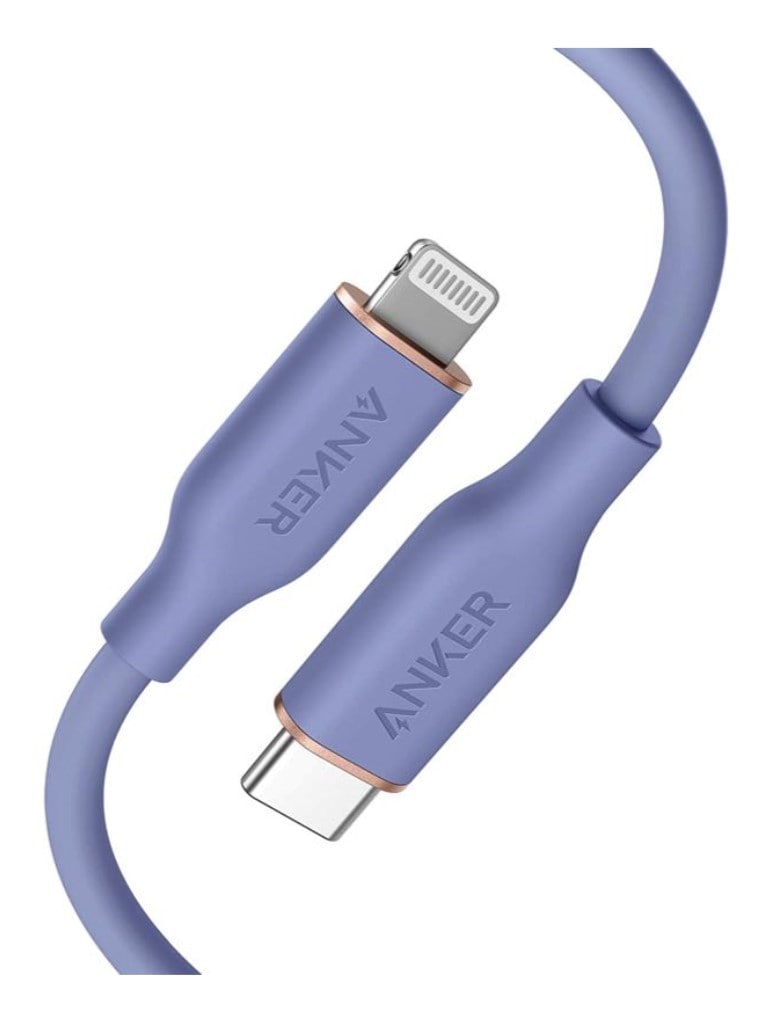 Anker Anker PowerLine Ⅲ Flow USB-C & ライトニング ケーブル MFi認証 Anker絡まないケーブル USB PD対応 シリコン素材採用 iPhone 13/13 mini/13 Pro/13 Pro Max/12 各種対応(0.9m ラベンダーグレー) A86620Q1