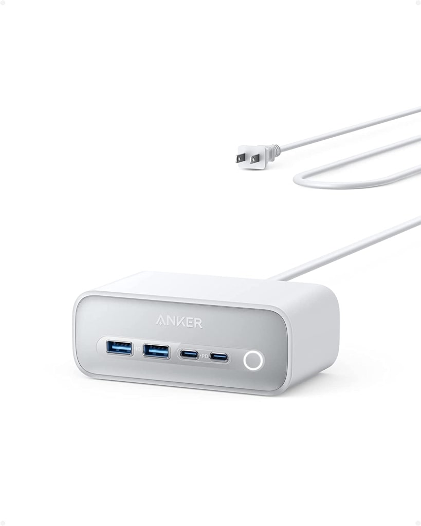Anker Anker 525 Charging Station(USBタップ 電源タップ AC差込口 3口 USB-C 2ポート USB-A 2ポート 延長コード 1.5m)【PSE技術基準適合/USB Power Delivery対応 】(ホワイト) A91C0N21