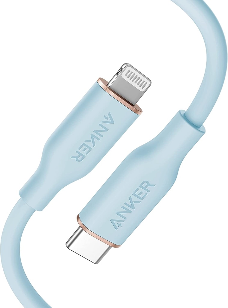 Anker Anker PowerLine III Flow USB-C & ライトニング ケーブル MFi認証 Anker絡まないケーブル USB PD対応 シリコン素材採用 iPhone 13/13 mini/13 Pro/13 Pro Max/12 各種対応(0.9m アイスブルー) A8662031