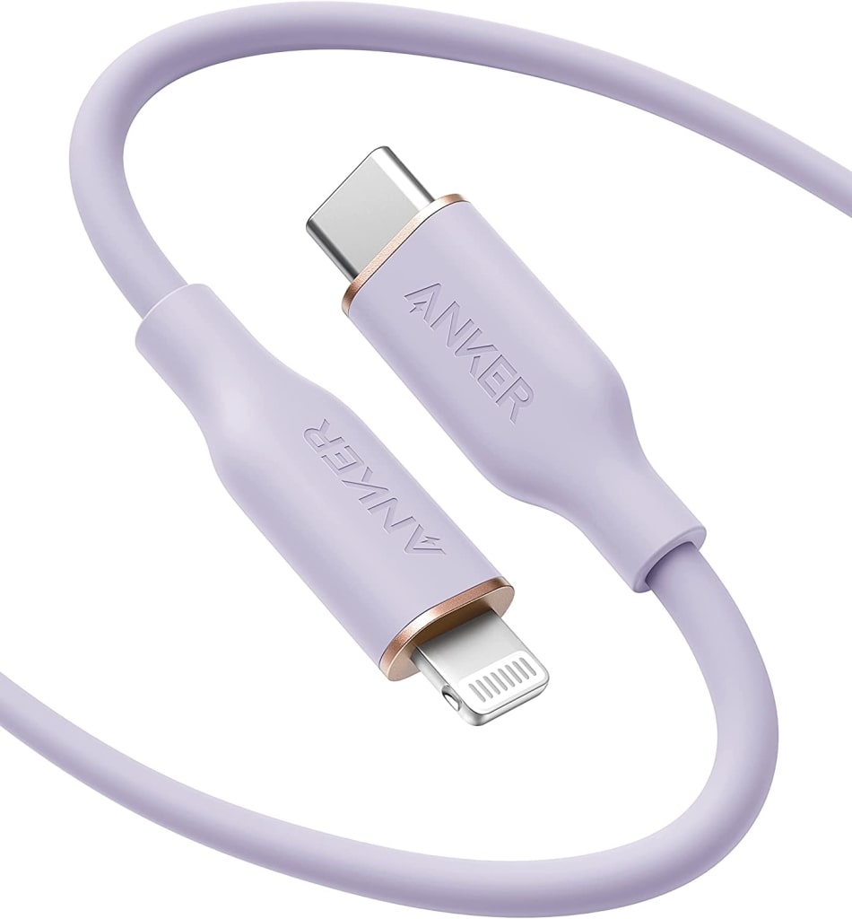 Anker Anker PowerLine III Flow USB-C & ライトニング ケーブル MFi認証 Anker絡まないケーブル USB PD対応 シリコン素材採用 iPhone 13/13 mini/13 Pro/13 Pro Max/12 各種対応(1.8m ライトパープル) A86630V1