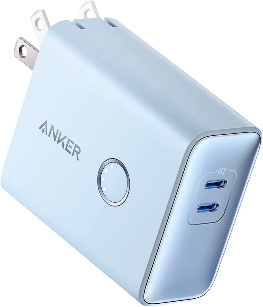 Anker Anker 521 Power Bank(PowerCore Fusion 45W)(5000mAh 20W出力モバイルバッテリー搭載 45W出力USB充電器)【コンセント 一体型/PSE認証済/PowerIQ 3.0(Gen2)搭載/USB PD対応/折りたたみ式プラグ】(ブルー) A1626N31