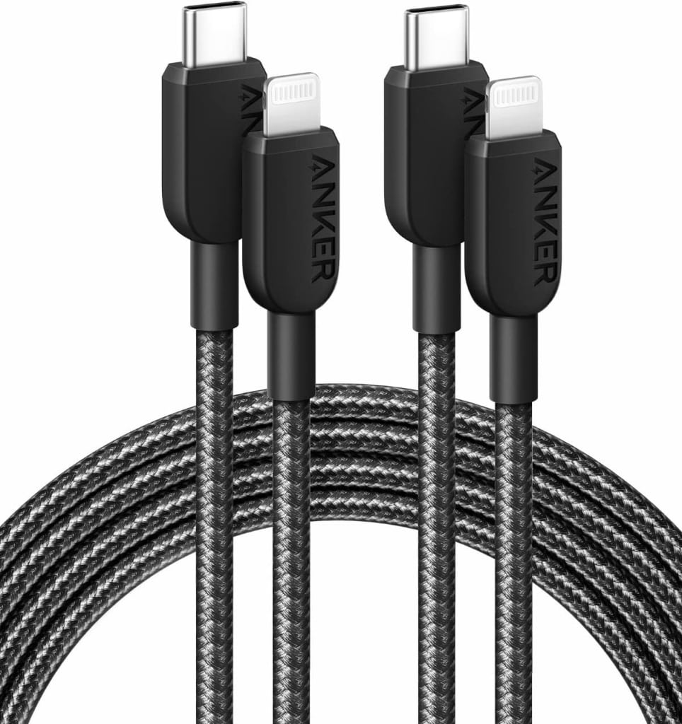 Anker Anker 310 高耐久ナイロン USB-C & ライトニング ケーブル MFi認証 iPhone 14 各種対応(1.8m ブラック 2本セット) B81A6011
