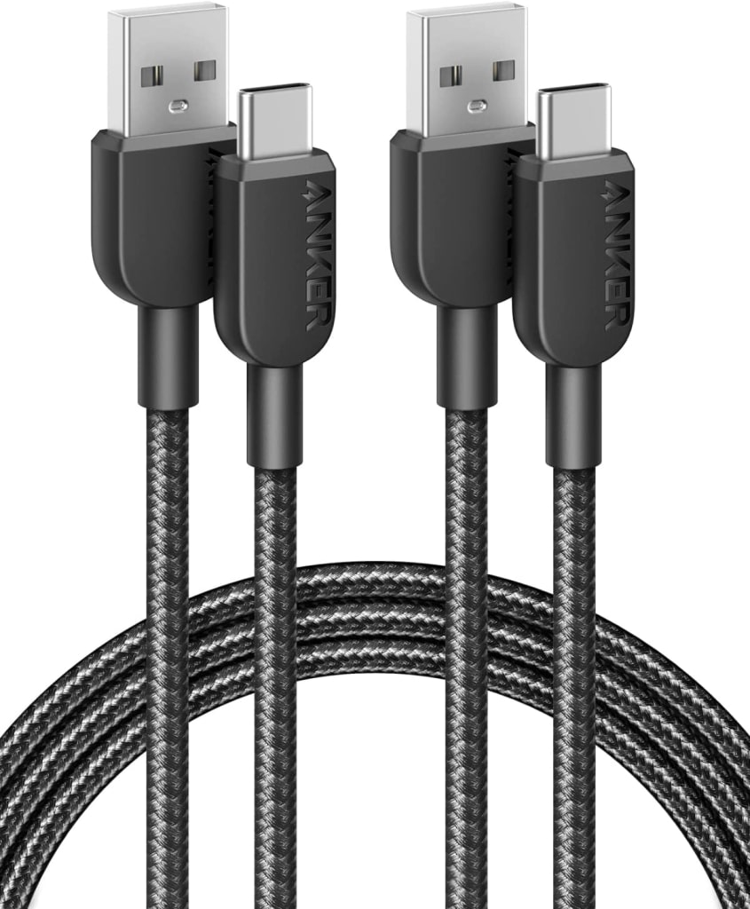 Anker <2本セット>Anker 310 高耐久ナイロン USB-C & USB-A ケーブル USB 2.0 フルスピード充電 Galaxy Note 10 Note 9/S10+ S10、LG V30各種対応(1.8m 2本セット) B81G6011