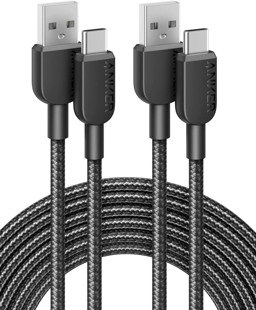 Anker <2本セット>Anker 310 高耐久ナイロン USB-C & USB-A ケーブル USB 2.0 フルスピード充電 Galaxy Note 10 Note 9/S10+ S10、LG V30各種対応(3.0m 2本セット) B81G7011